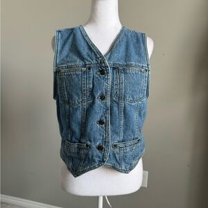 Blue Denim Vest with Button Closure